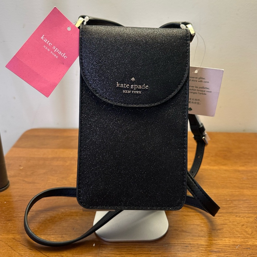 Kate Spade Glitter Black Phone Crossbody